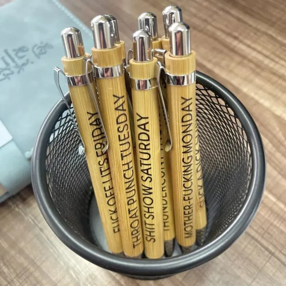 2/$30 New Sweary Wooden Pen Set - Curse Words Stationery